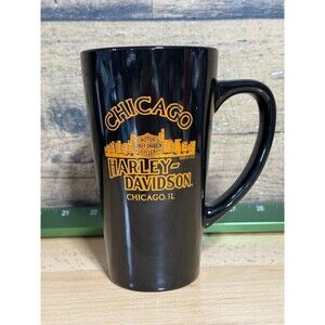 🔥Harley-Davidson NEW Mug Black w/Orange Shield Chicago 2013 Coffee 16 oz